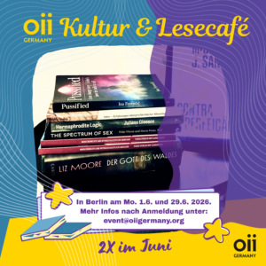 Das nächste Kultur- und Lesecafé findet statt am Montag 1.6. und 29.6. 2026 von 18-20 Uhr