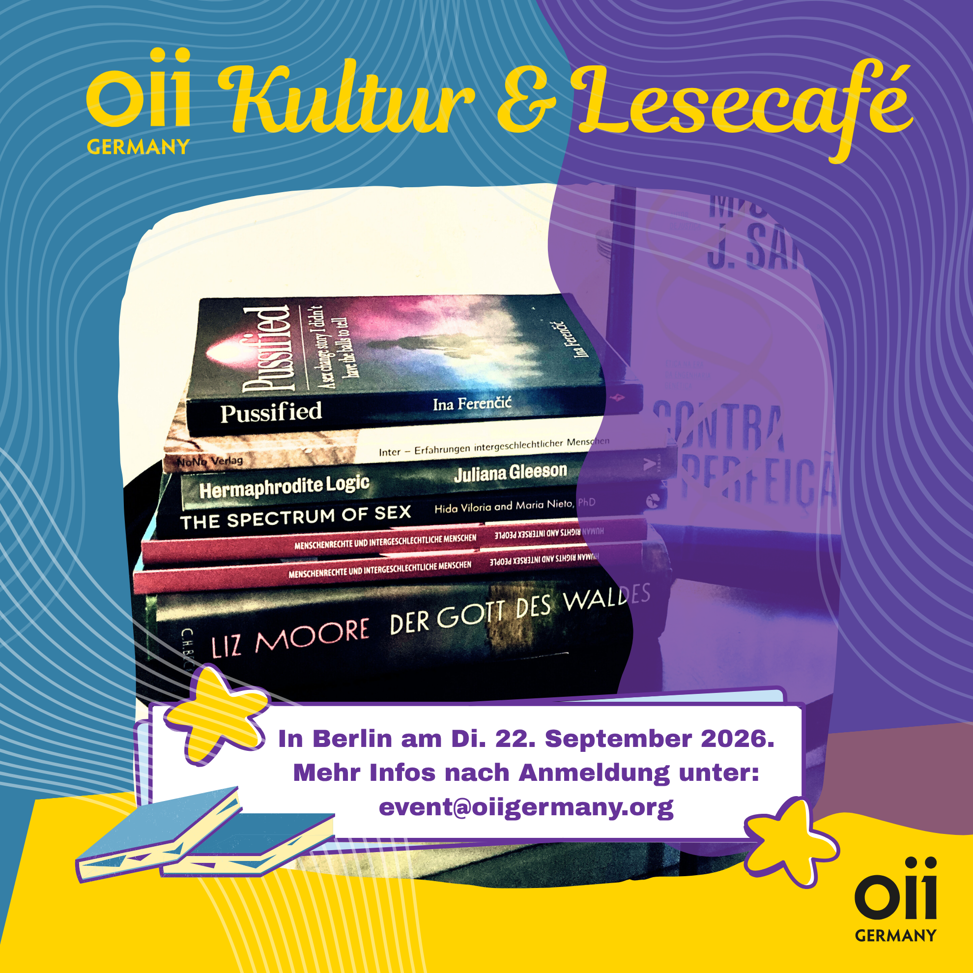 Nächster Termin für das OII Germany Kultur und Lesecafe am Dienstag, 22. September 2026. Anmeldung unter event@oiigermany.org